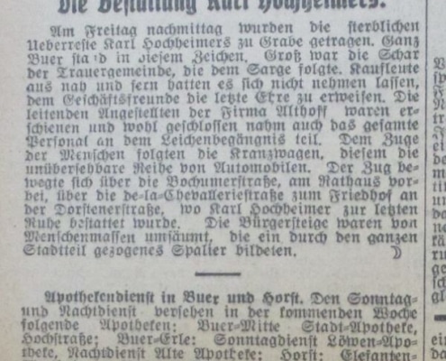 Abb-166 | Zeitungsbericht über die Beerdigung, Gelsenkirchener Allgemeine Zeitung, 6. September 1939